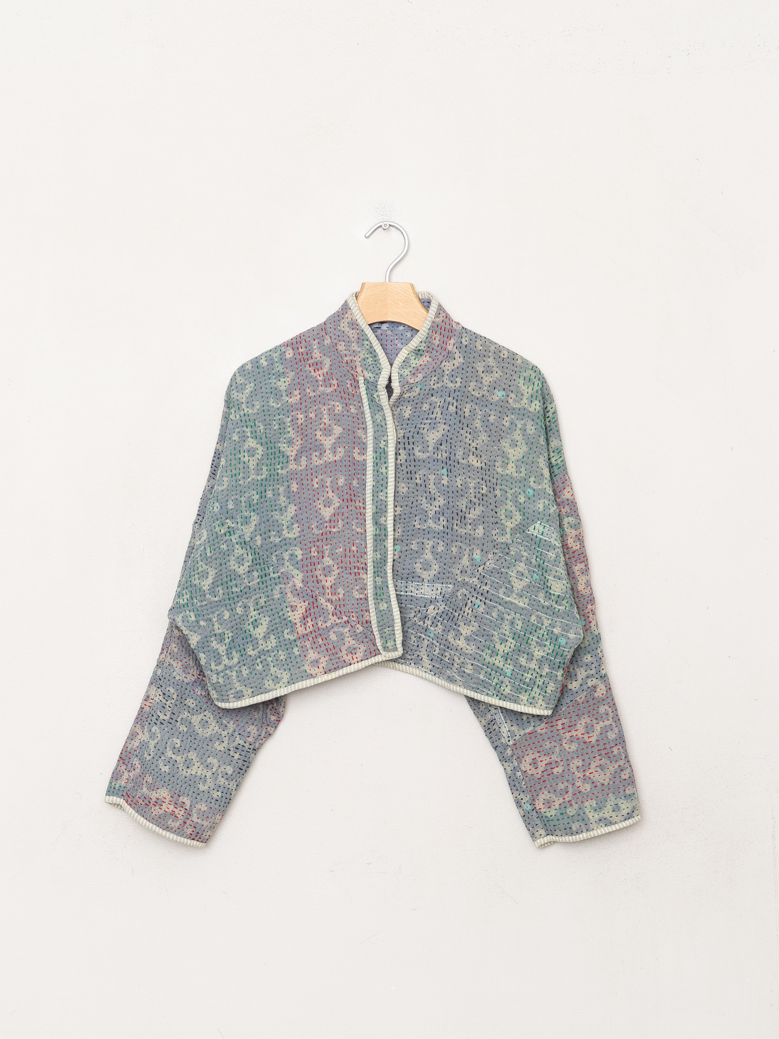 The Kaira Cropped Quilted Indigo Kantha Jacket Wholesale