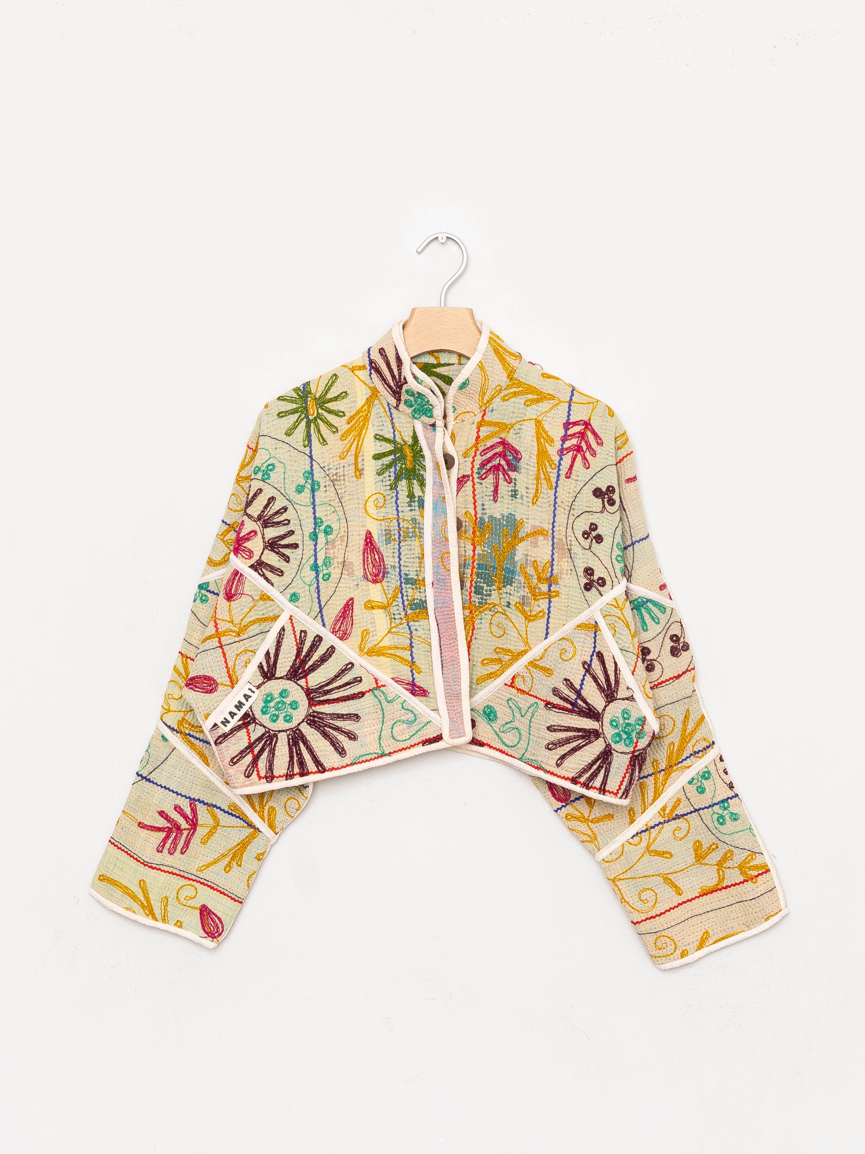 The Kaira Cropped Suzani Quilted Kantha Jacket