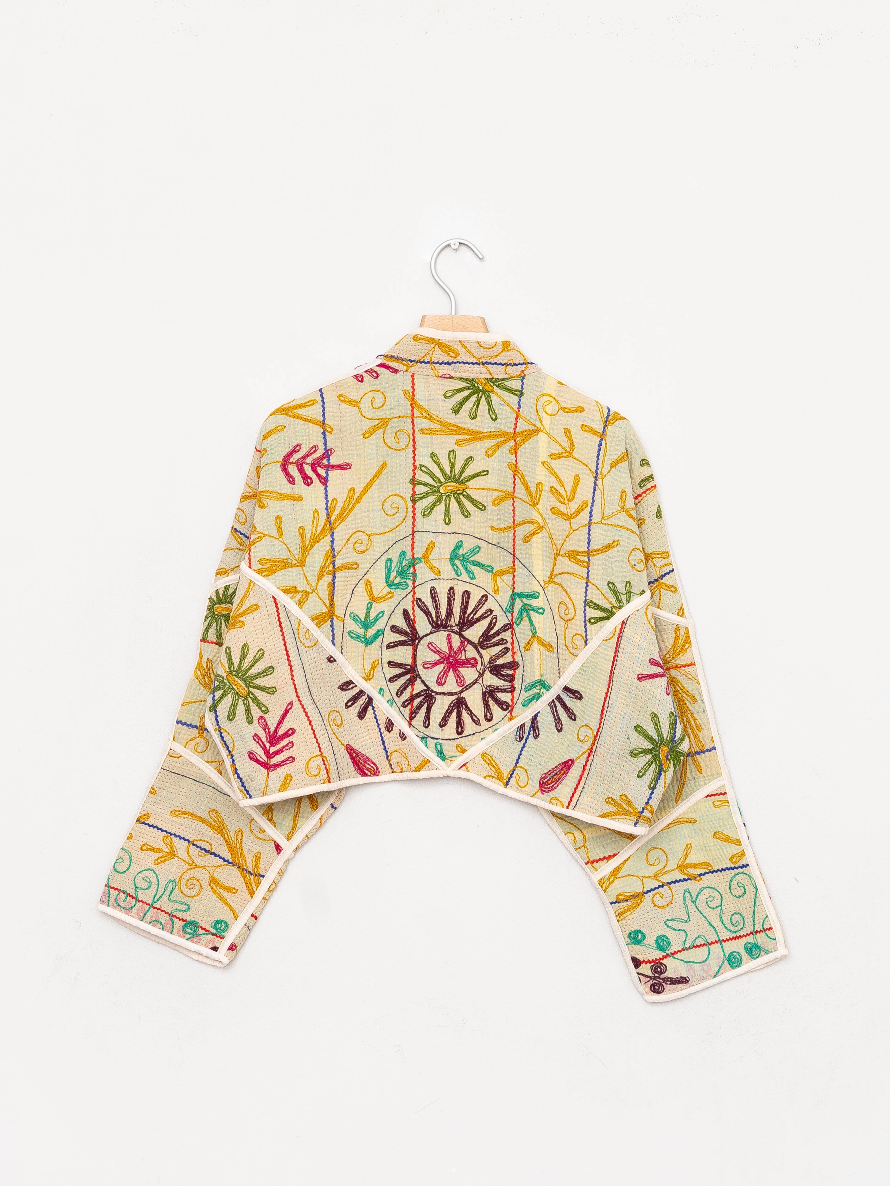 The Kaira Cropped Suzani Quilted Kantha Jacket