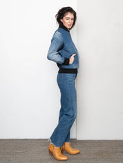 The Veda Denim Bomber Jacket - Small