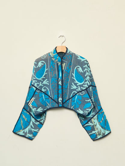 The Kaira Cropped Suzani Quilted Kantha Jacket