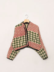 The Kaira Cropped Quilted Indigo Kantha Jacket