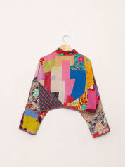 The Kaira Cropped Quilted Patchwork Kantha Jacket