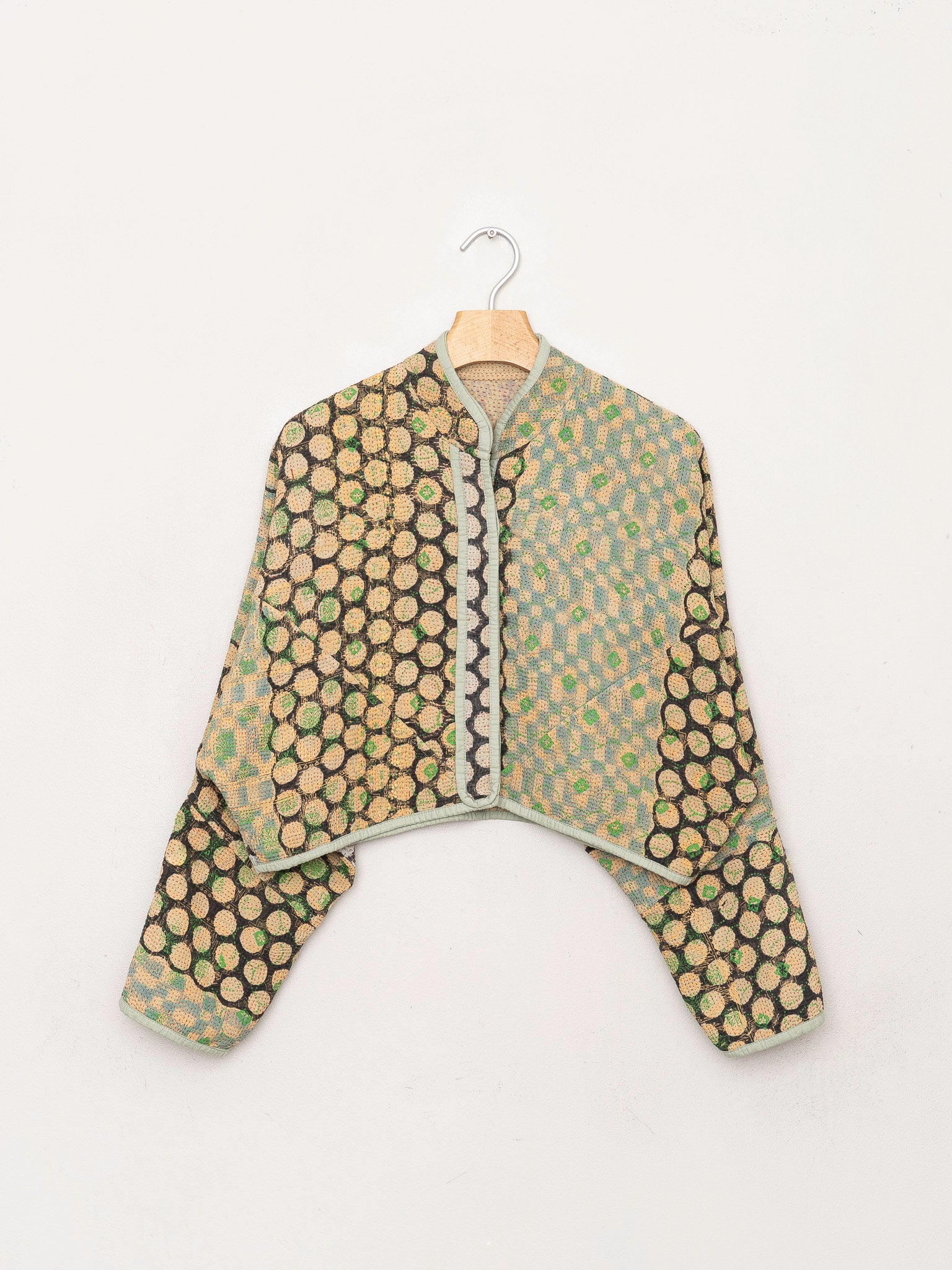 The Kaira Cropped Quilted Indigo Kantha Jacket
