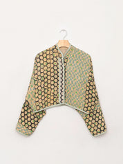 The Kaira Cropped Quilted Indigo Kantha Jacket