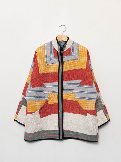 The Narmada Quilted Patchwork Kantha Jacket