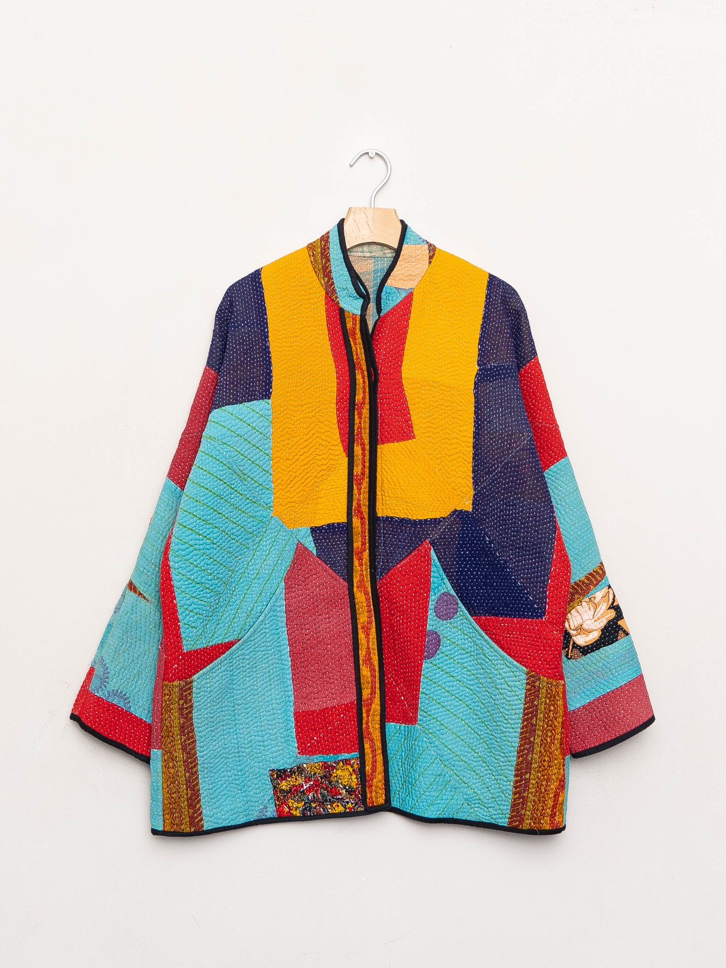 The Narmada Quilted Patchwork Kantha Jacket