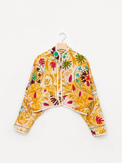 The Kaira Cropped Suzani Quilted Kantha Jacket
