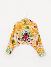 The Kaira Cropped Suzani Quilted Kantha Jacket