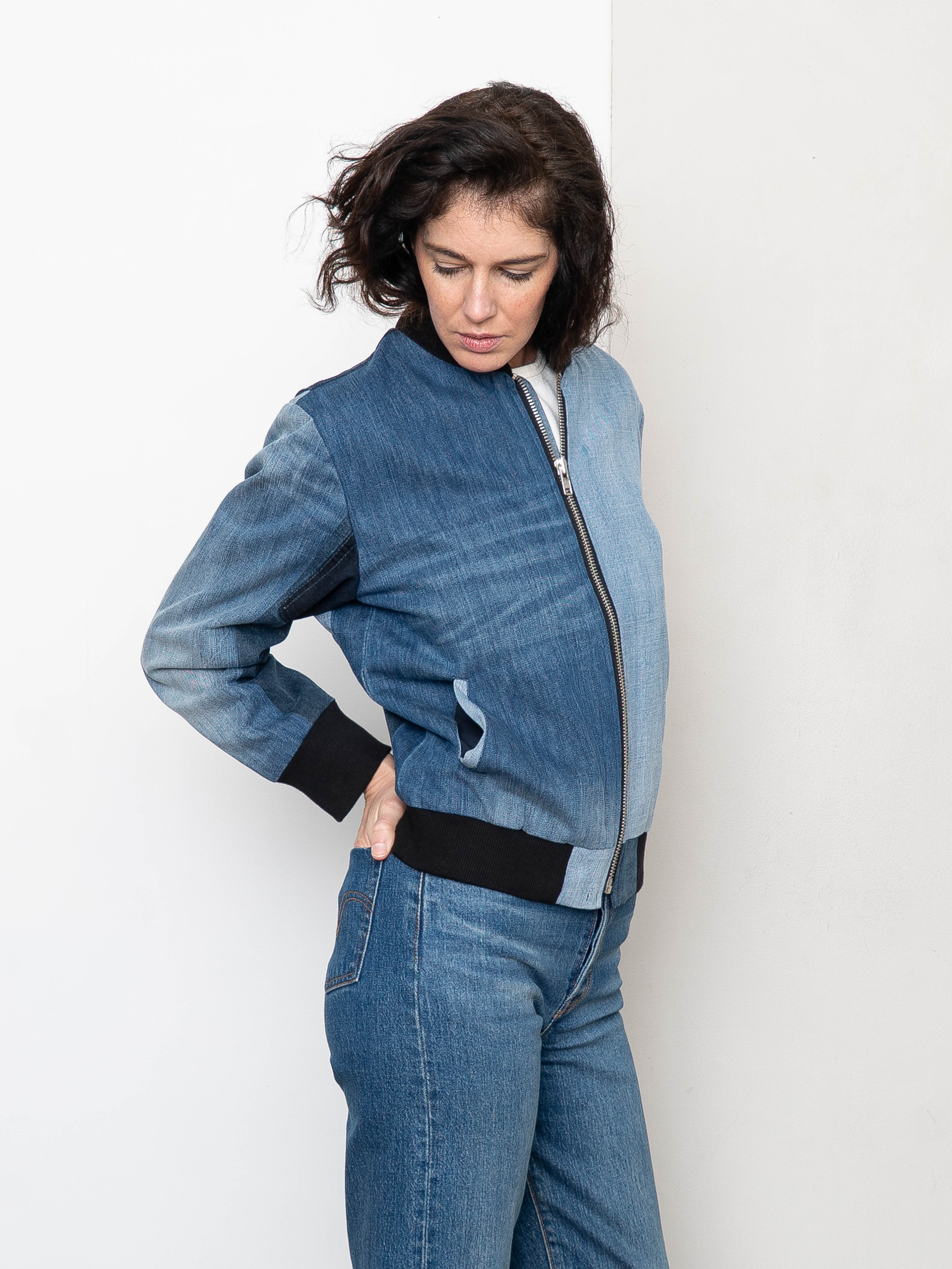 The Veda Denim Bomber Jacket - Small