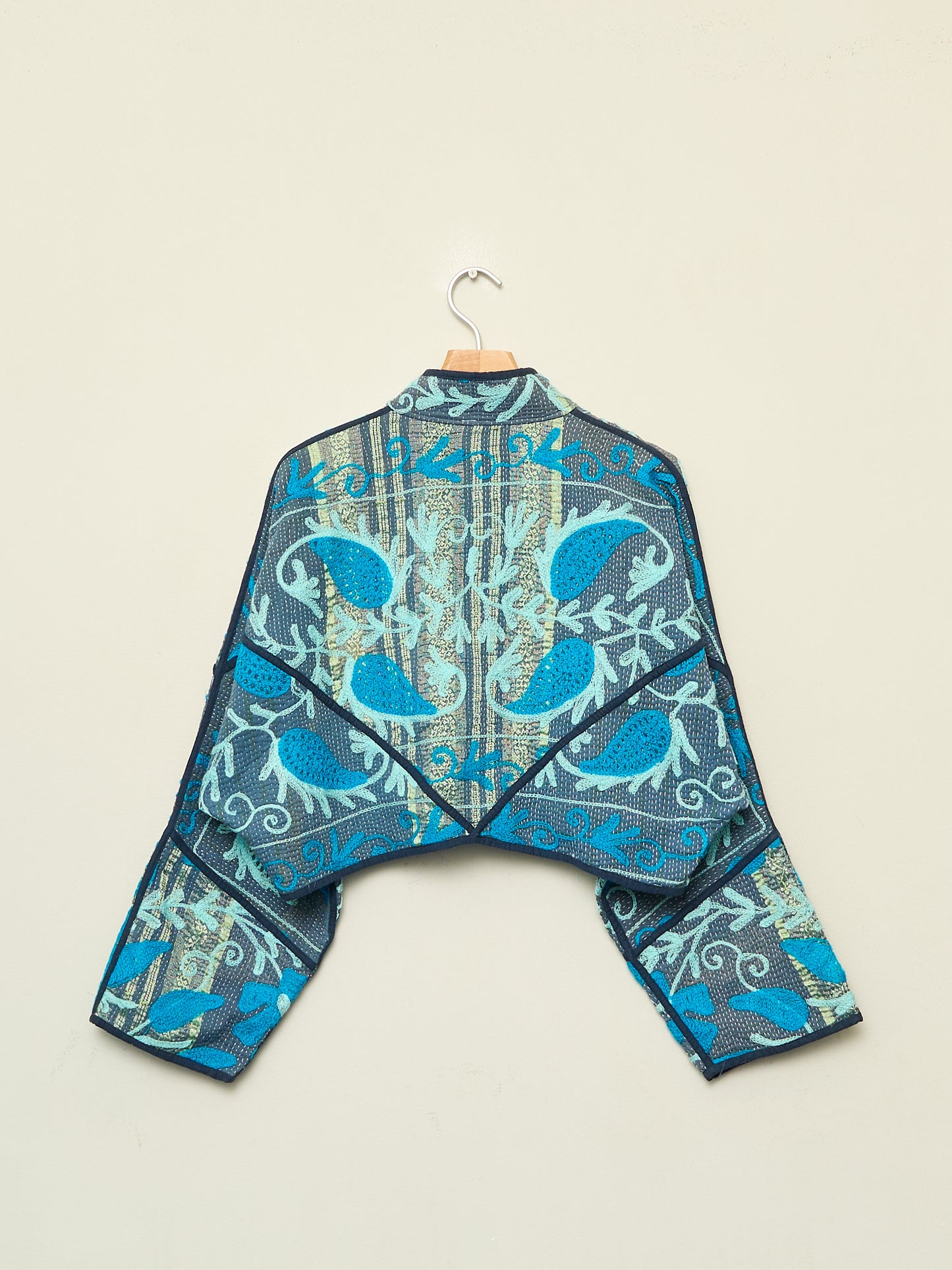 The Kaira Cropped Suzani Quilted Kantha Jacket