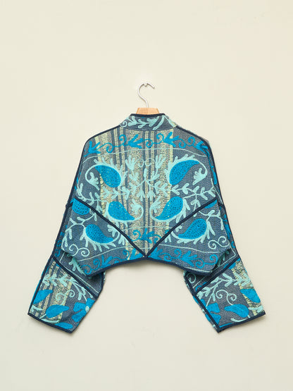 The Kaira Cropped Suzani Quilted Kantha Jacket