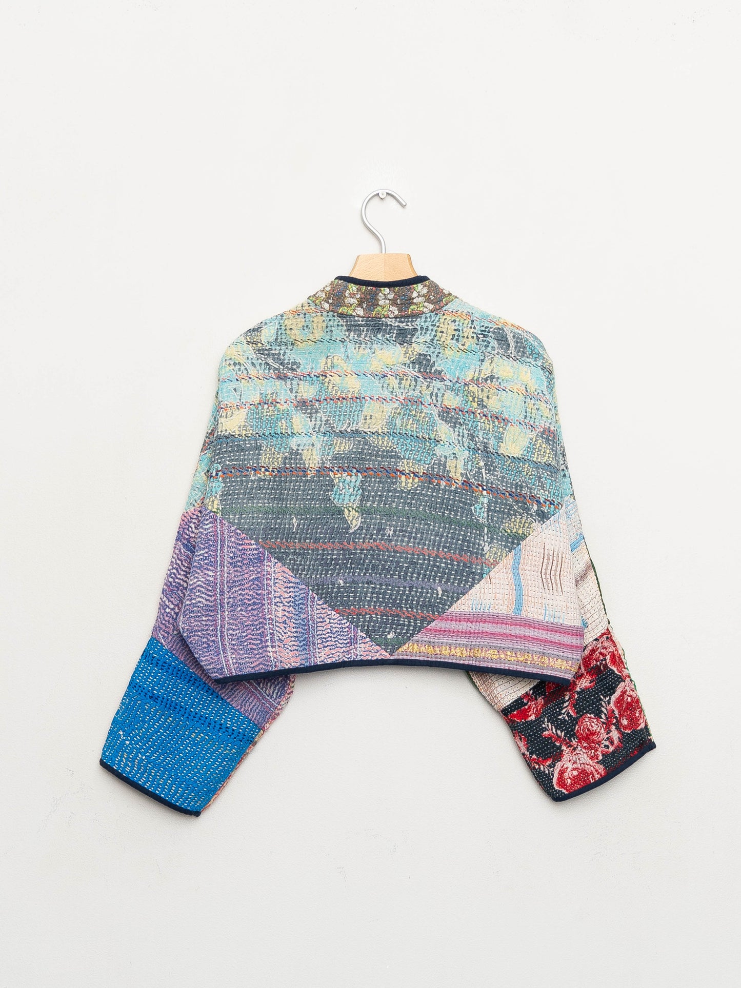 The Kaira Cropped Quilted Patchwork Kantha Jacket