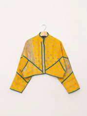 The Kaira Cropped Quilted Patchwork Kantha Jacket