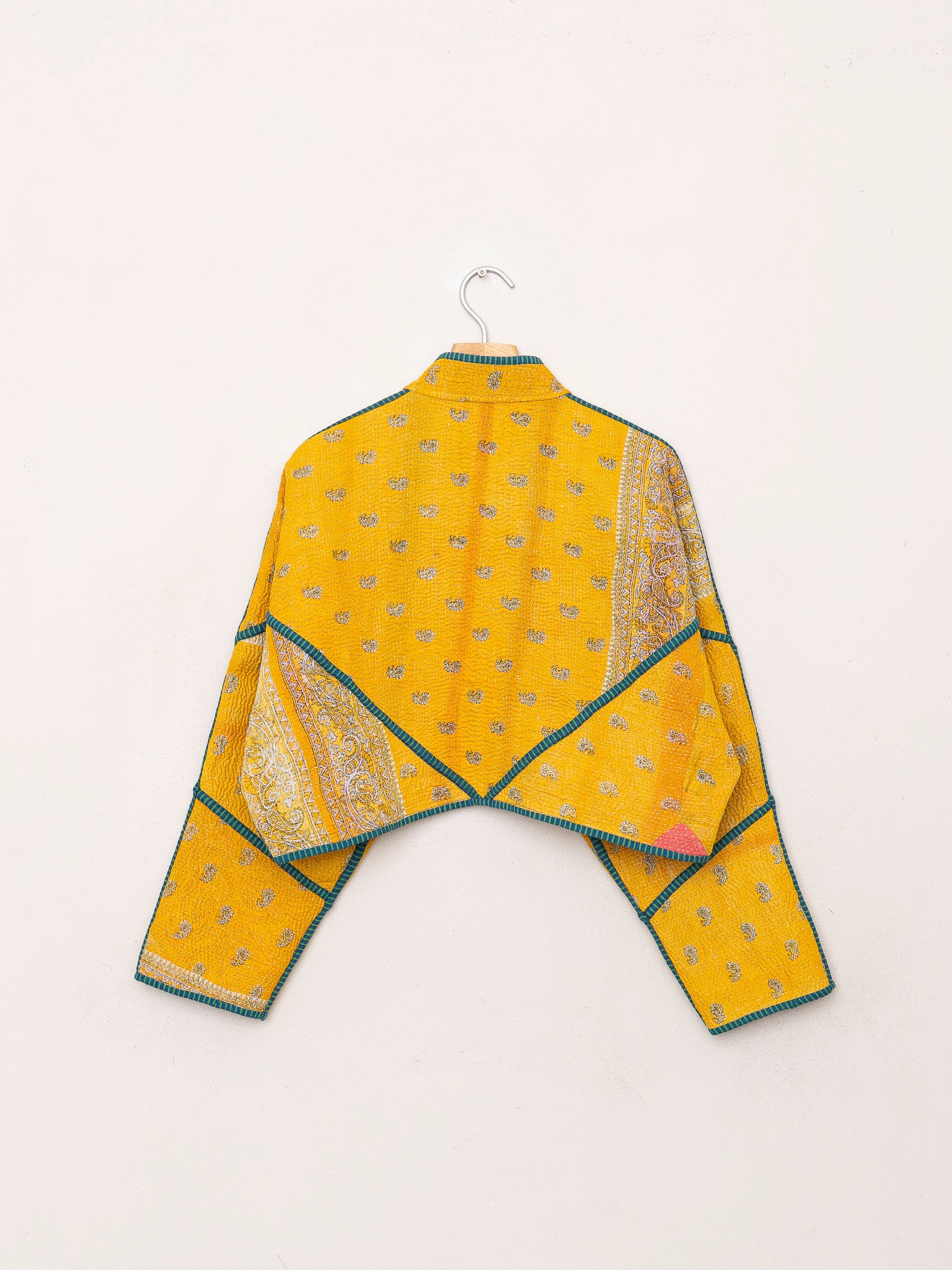 The Kaira Cropped Quilted Patchwork Kantha Jacket