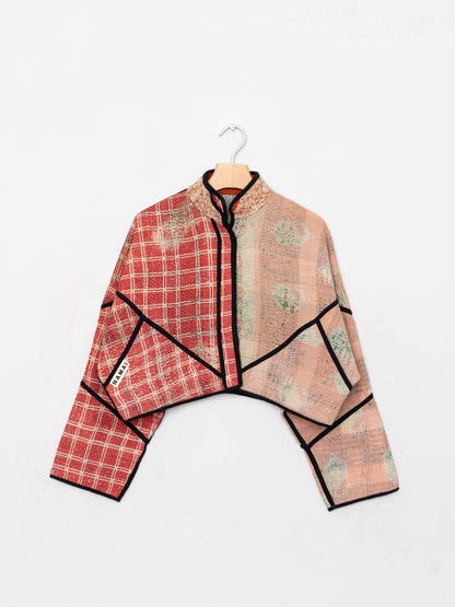 The Kaira Cropped Quilted Patchwork Kantha Jacket