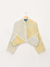 The Kaira Cropped Quilted Indigo Kantha Jacket