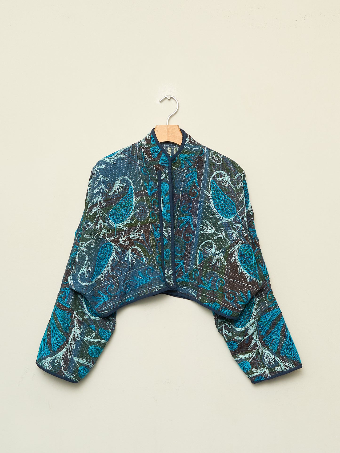 The Kaira Cropped Suzani Quilted Kantha Jacket