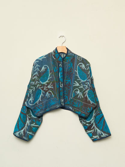 The Kaira Cropped Suzani Quilted Kantha Jacket