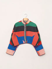 The Kaira Cropped Quilted Patchwork Kantha Jacket