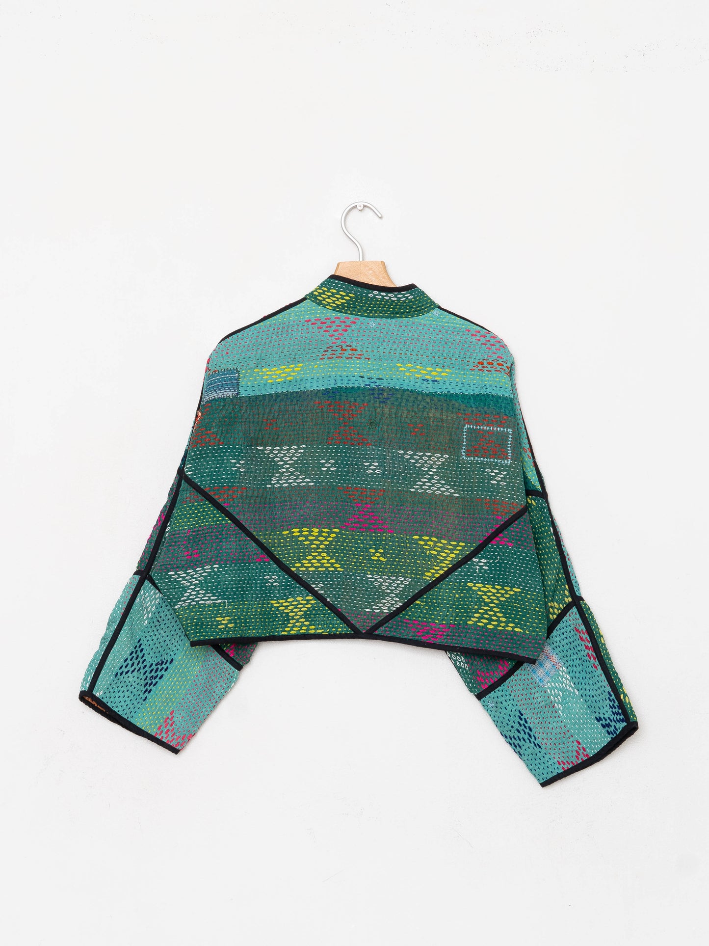 The Kaira Cropped Quilted Patchwork Kantha Jacket