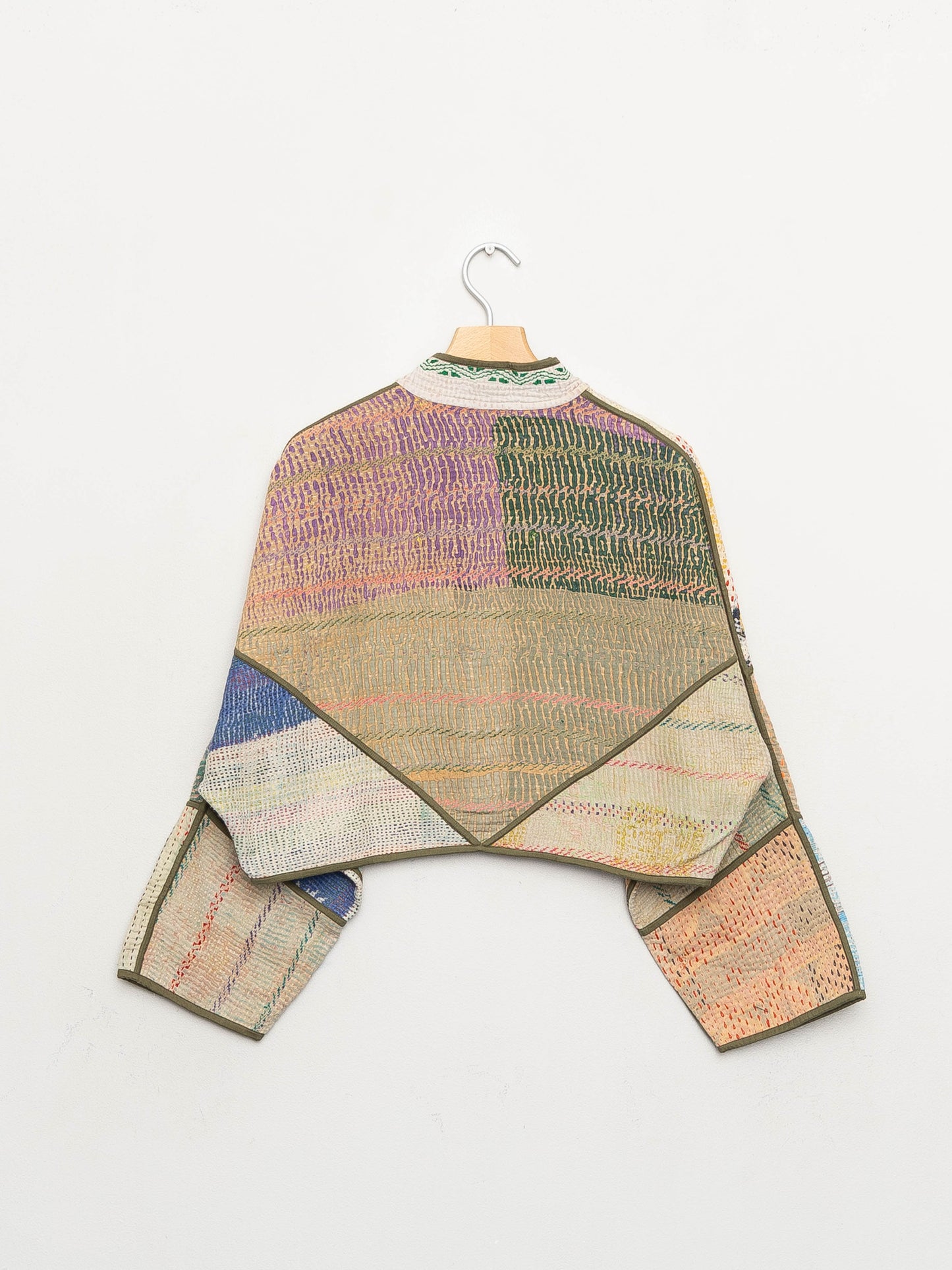 The Kaira Cropped Quilted Patchwork Kantha Jacket