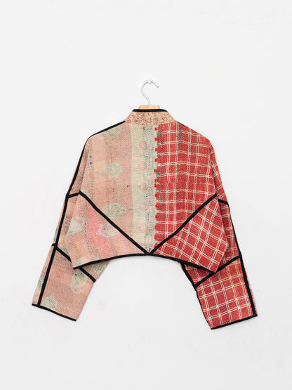 The Kaira Cropped Quilted Patchwork Kantha Jacket