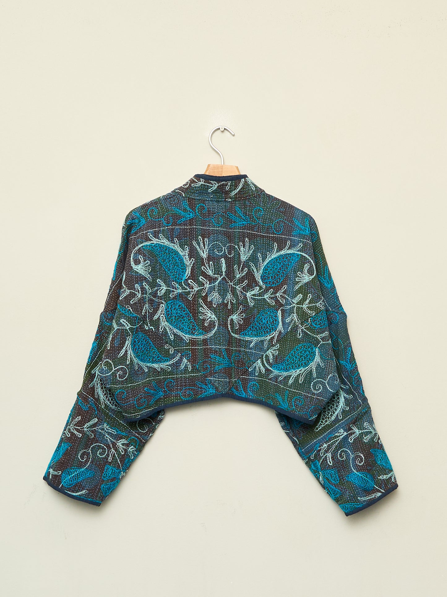 The Kaira Cropped Suzani Quilted Kantha Jacket