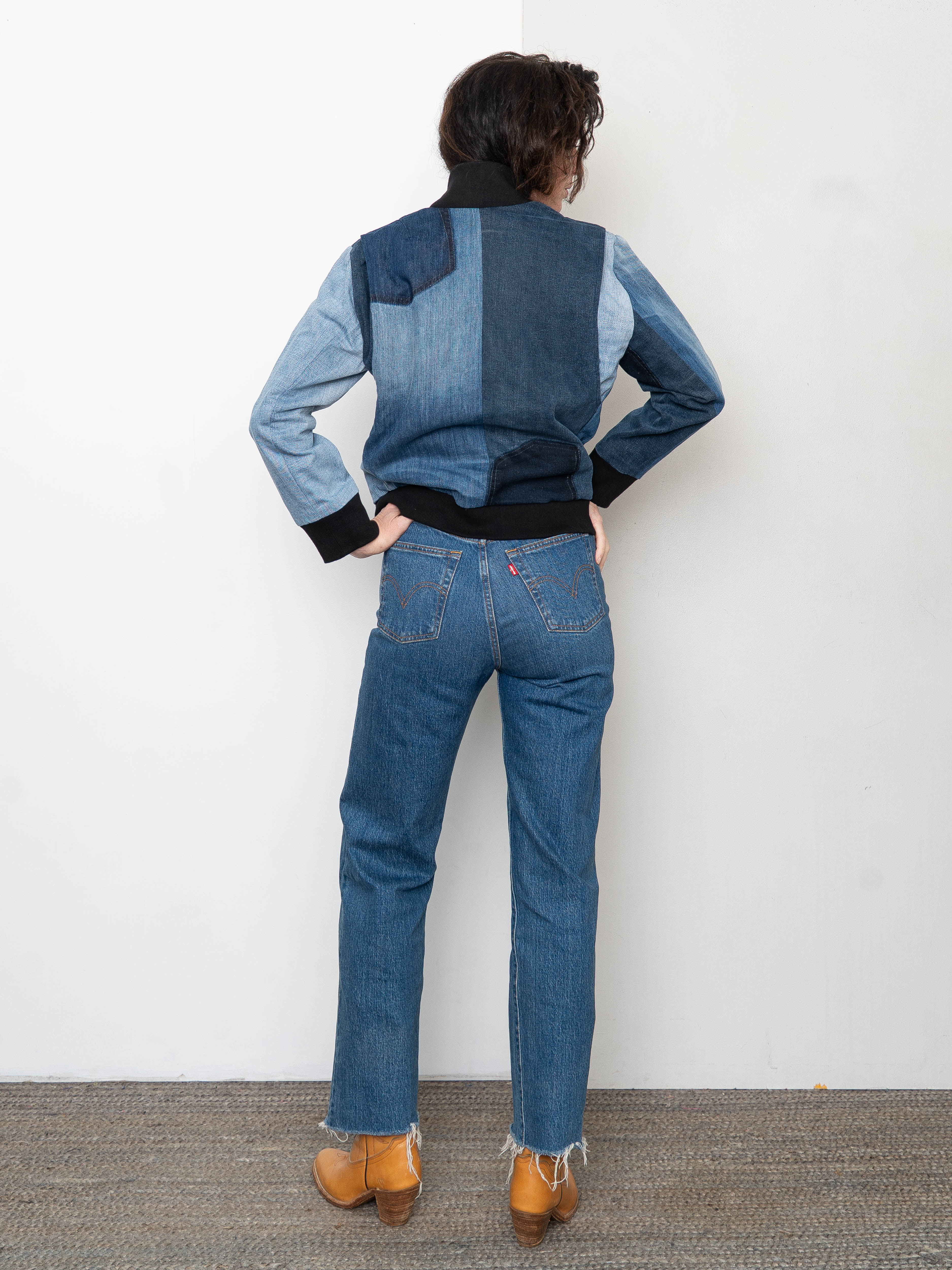 The Veda Denim Bomber Jacket - Small