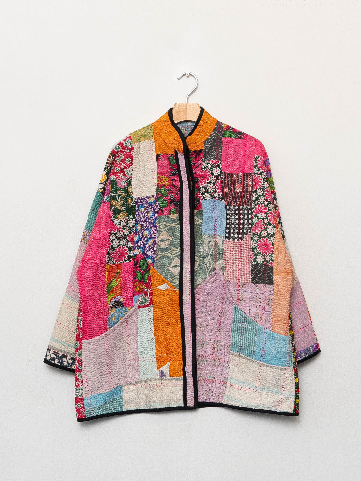 The Narmada Quilted Patchwork Kantha Jacket