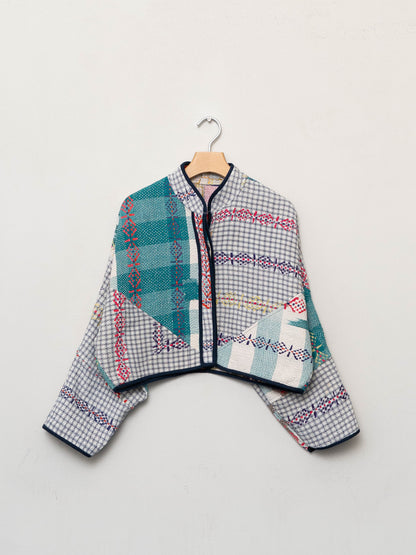 The Kaira Cropped Quilted Patchwork Kantha Jacket