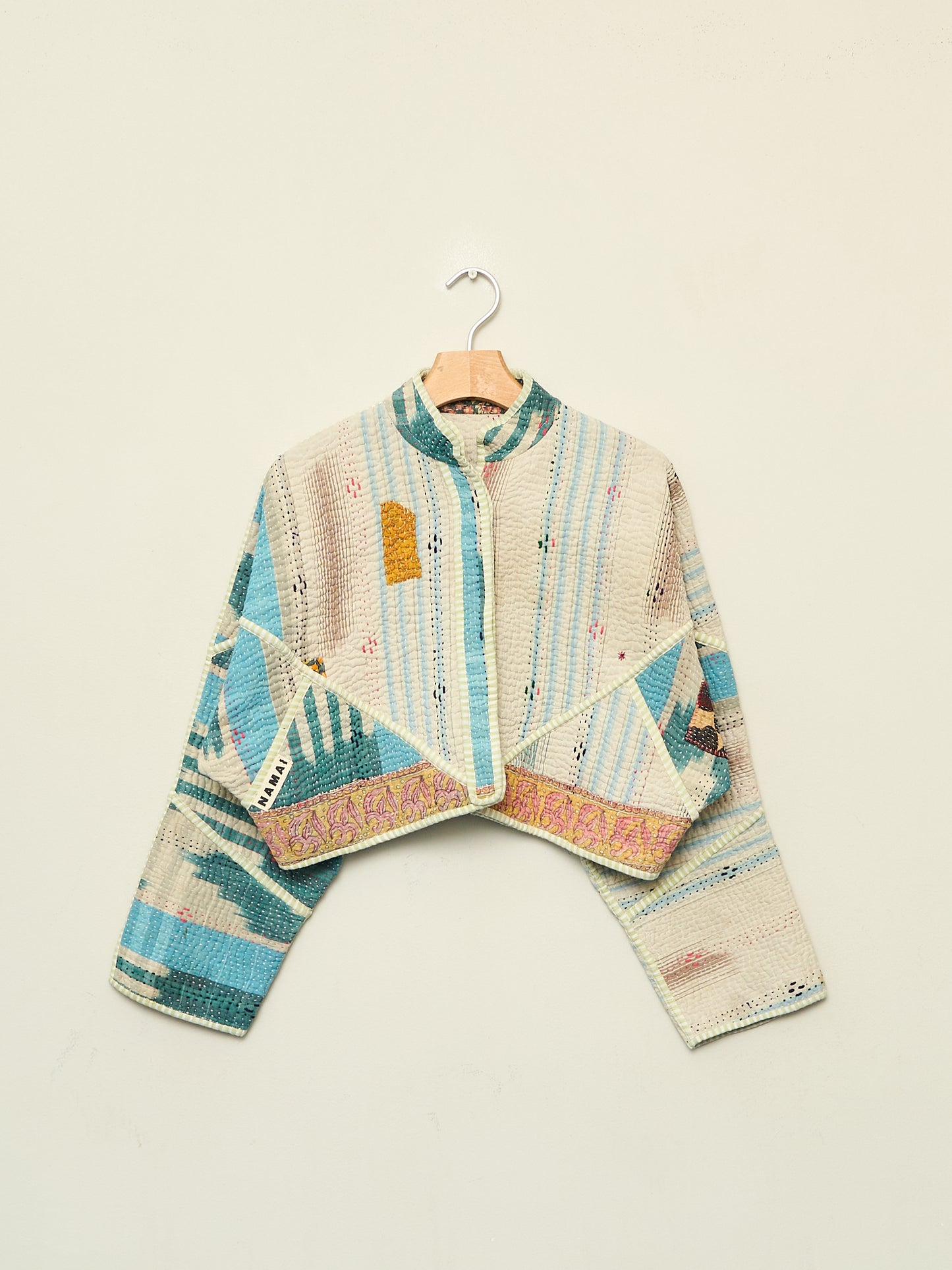 The Kaira Cropped Quilted Patchwork Kantha Jacket