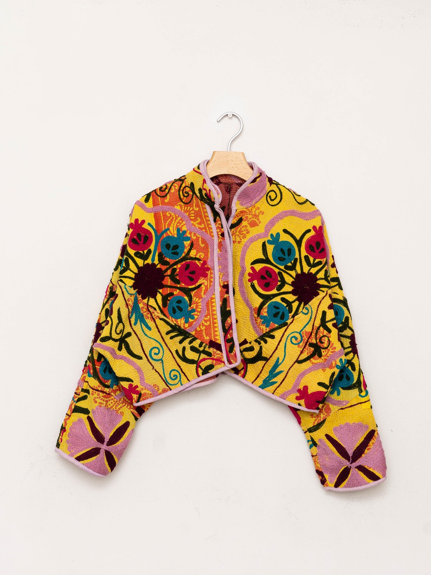 The Kaira Cropped Suzani Quilted Kantha Jacket