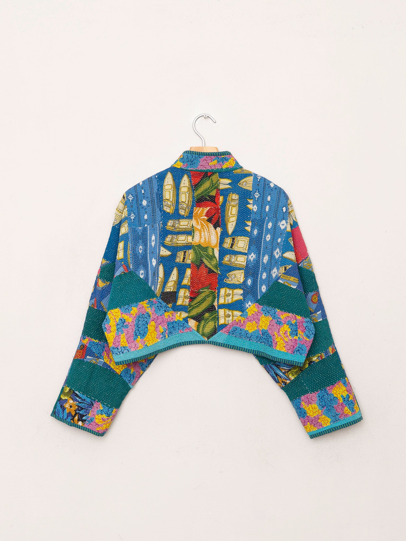 The Kaira Cropped Quilted Patchwork Kantha Jacket