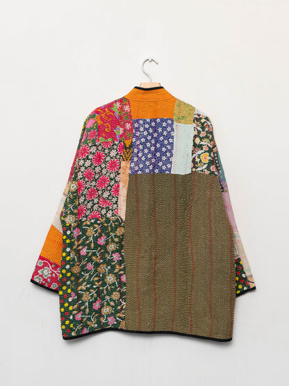 The Narmada Quilted Patchwork Kantha Jacket