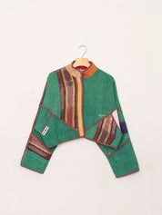 The Kaira Cropped Quilted Patchwork Kantha Jacket