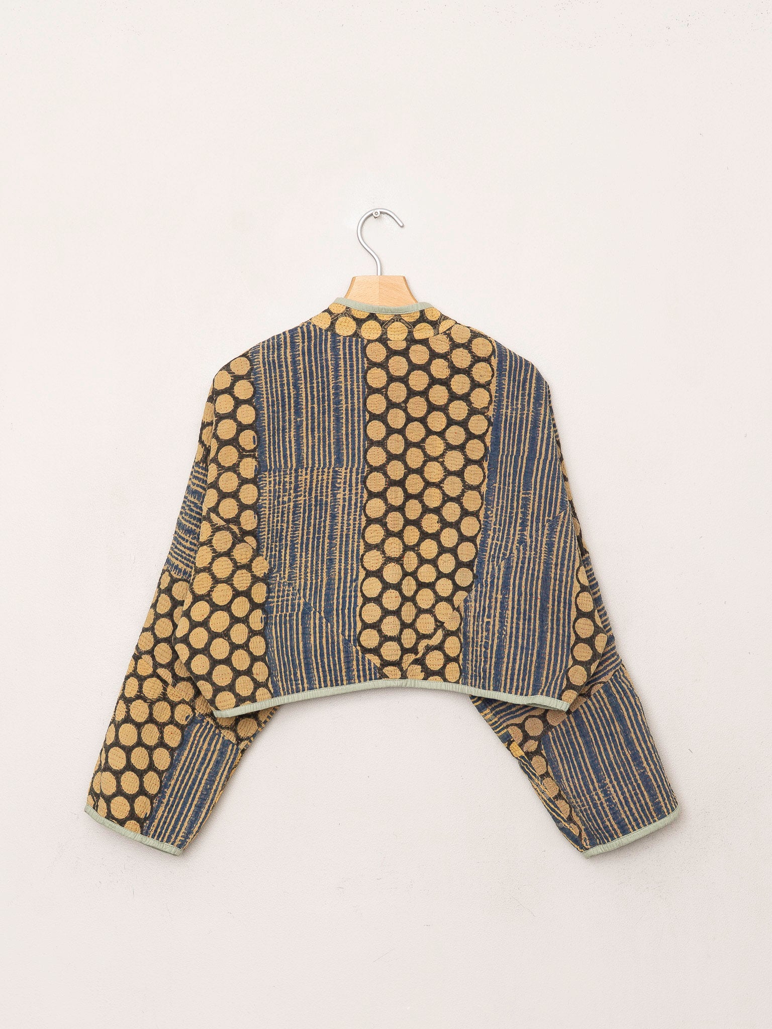 The Kaira Cropped Quilted Indigo Kantha Jacket