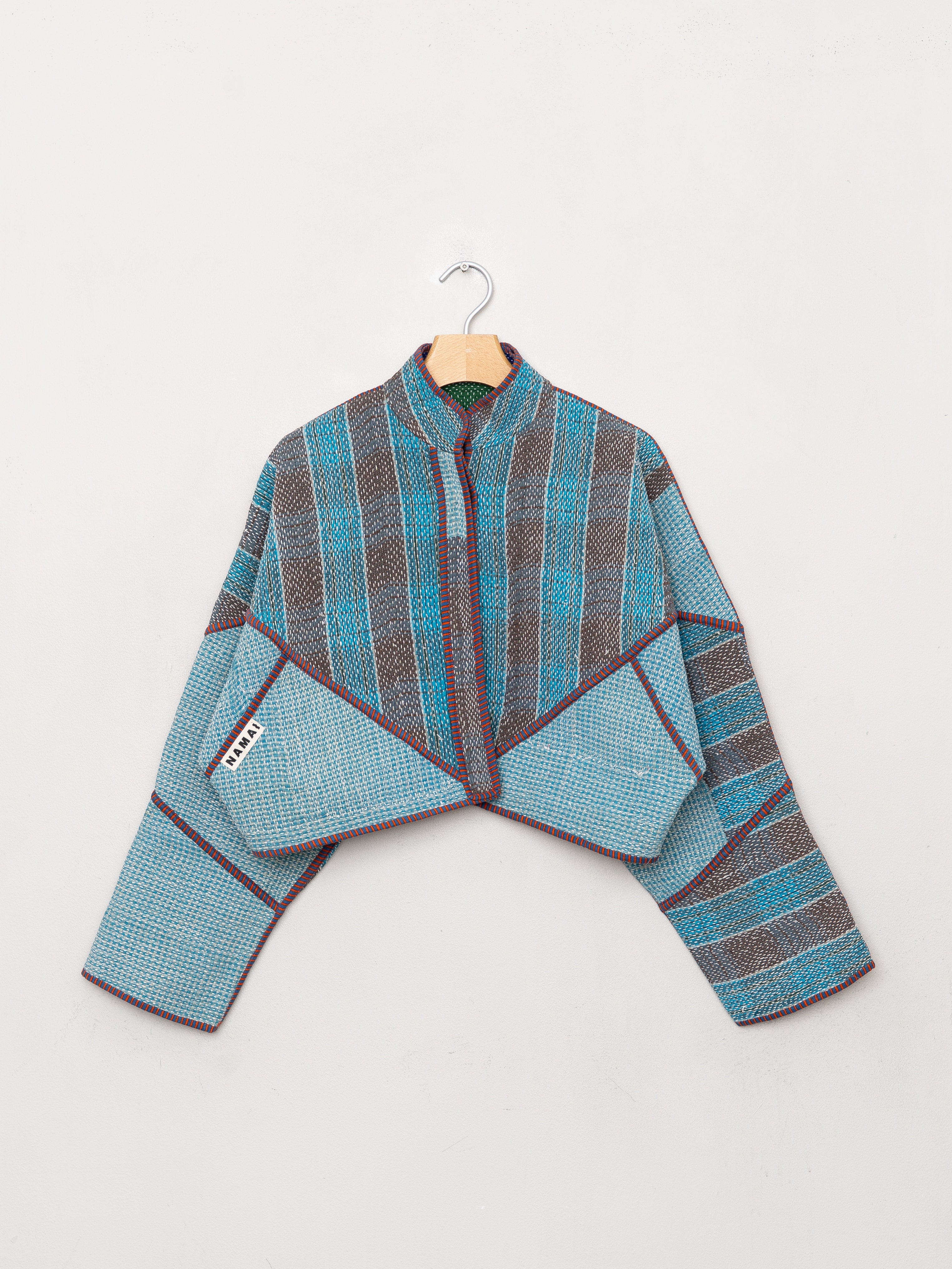 The Kaira Cropped Quilted Patchwork Kantha Jacket