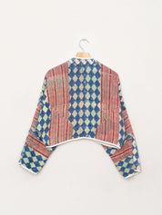 The Kaira Cropped Quilted Indigo Kantha Jacket