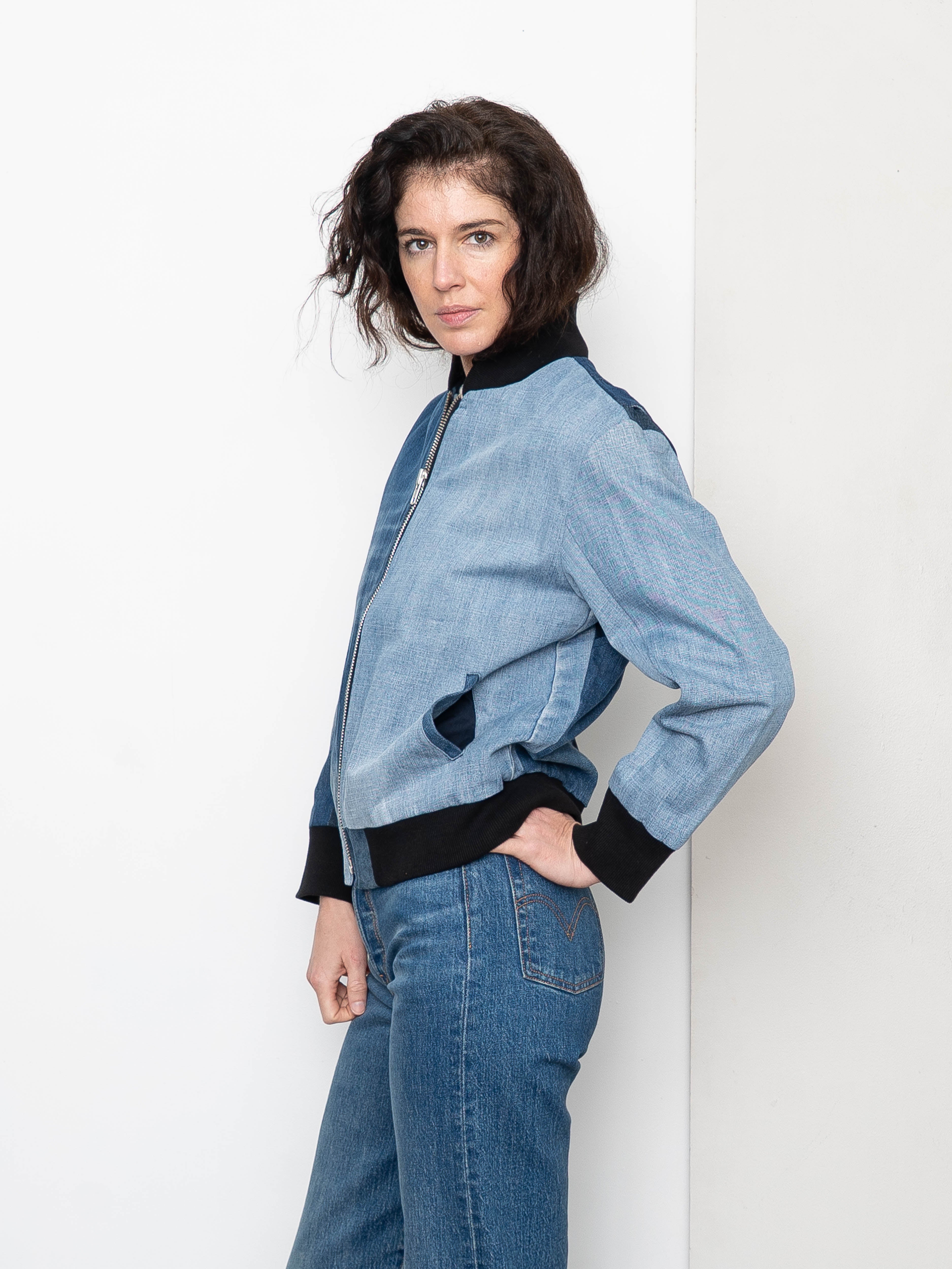 The Veda Denim Bomber Jacket - Small