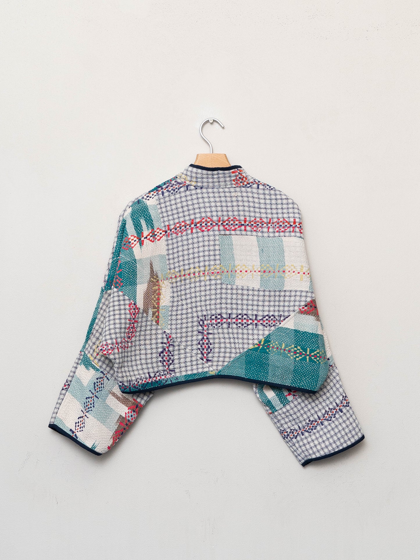 The Kaira Cropped Quilted Patchwork Kantha Jacket