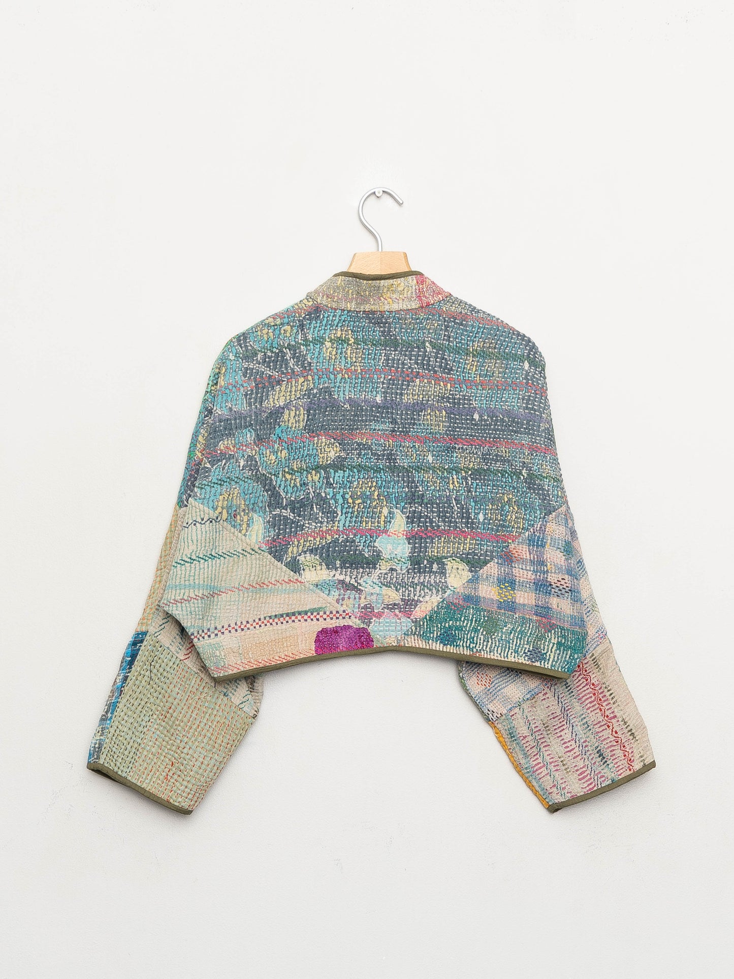 The Kaira Cropped Quilted Patchwork Kantha Jacket