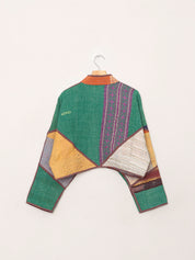 The Kaira Cropped Quilted Patchwork Kantha Jacket
