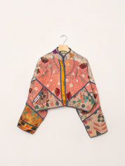 The Kaira Cropped Suzani Quilted Kantha Jacket