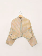 The Kaira Cropped Quilted Indigo Kantha Jacket