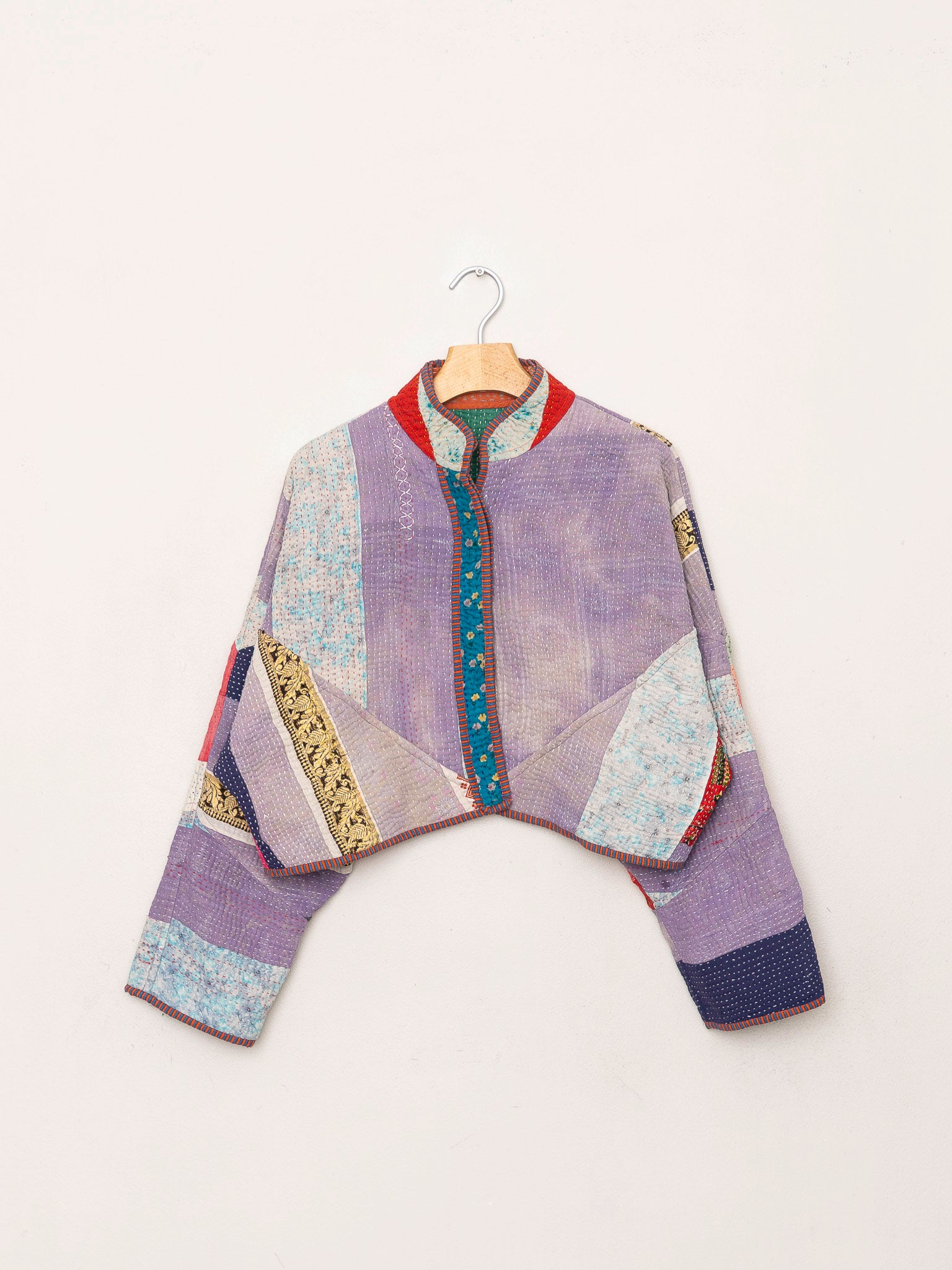 The Kaira Cropped Quilted Patchwork Kantha Jacket