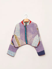 The Kaira Cropped Quilted Patchwork Kantha Jacket