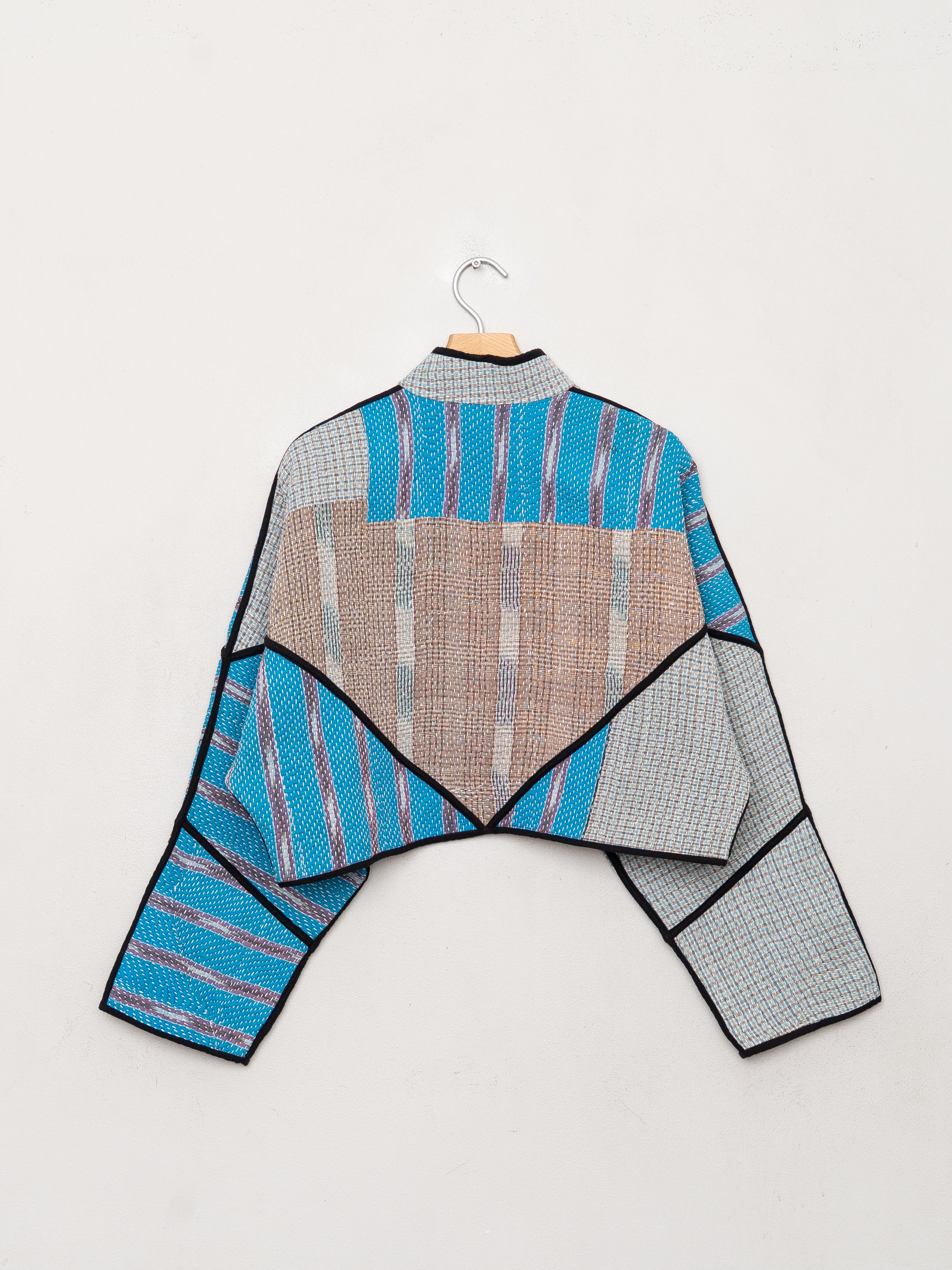 The Kaira Cropped Quilted Patchwork Kantha Jacket