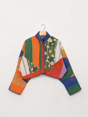 The Kaira Cropped Quilted Patchwork Kantha Jacket