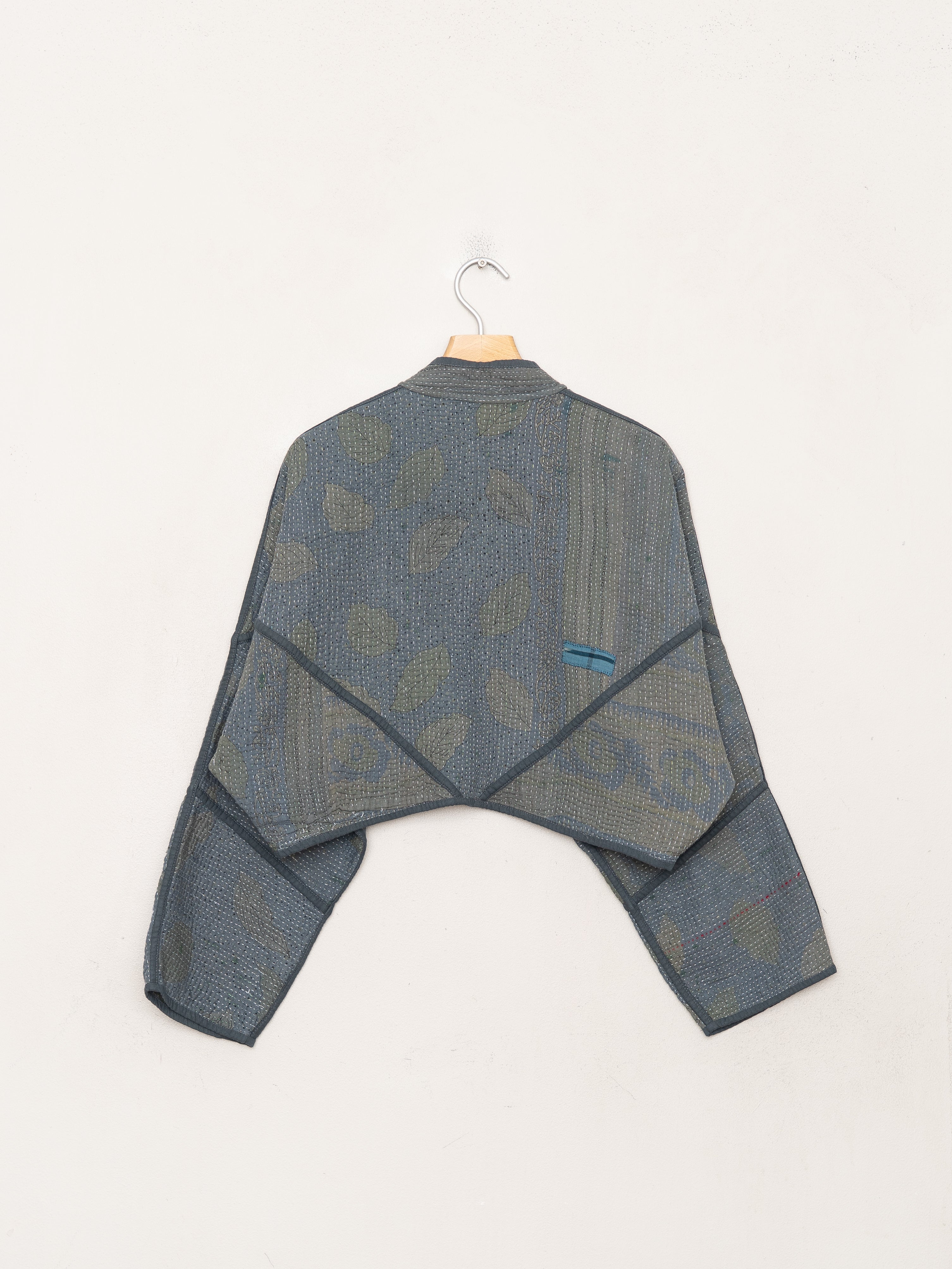 The Kaira Cropped Quilted Indigo Kantha Jacket